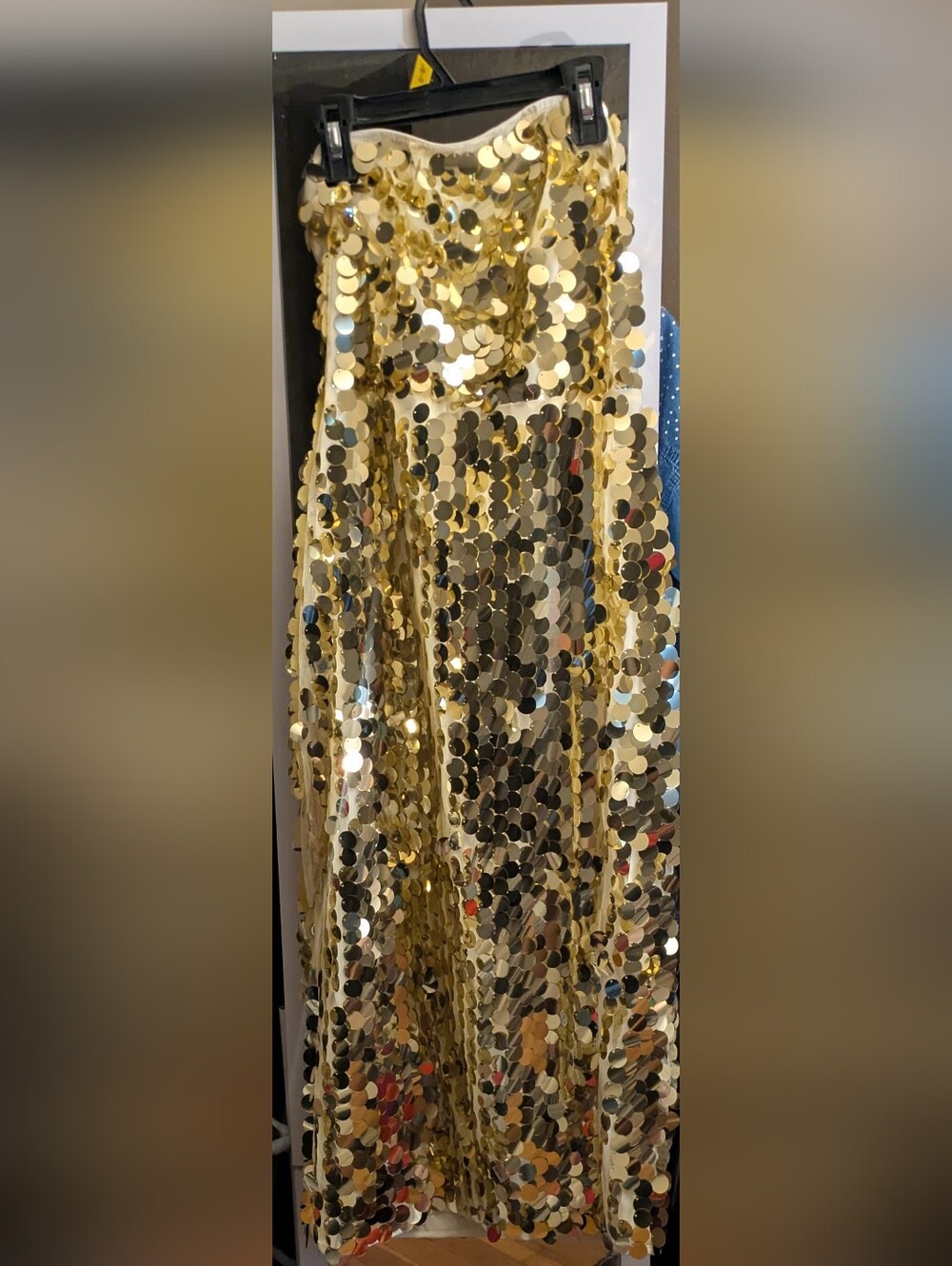 SHEIN Gold Sequin Strapless Evening Dress